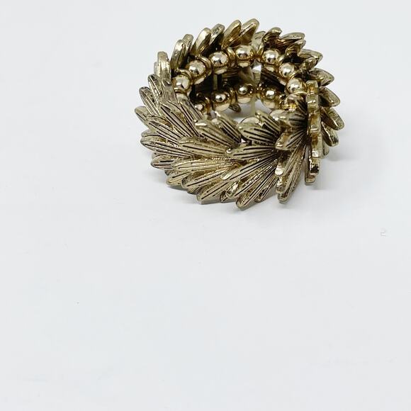 Brass Tone Elasticized Adjustable Statement Ring Fashion Costume Cocktail - Picture 3 of 6